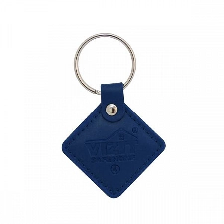 VIZIT - RF3.2 BLUE Ключ RF (RFID - 13.56 МГц), кожаный брелок с тиснением логотипа, голубой