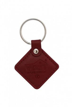 VIZIT - RF3.2 RED Ключ RF (RFID - 13.56 МГц), кожаный брелок с тиснением логотипа, красный