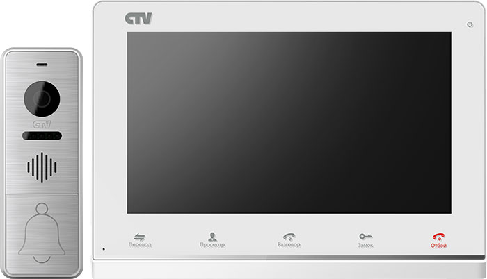 CTV-DP4101AHD W (White/Silver) Комплект цветного AHD-видеодомофона, в составе: панель CTV-D4001 S, монитор CTV-M4101AHD W